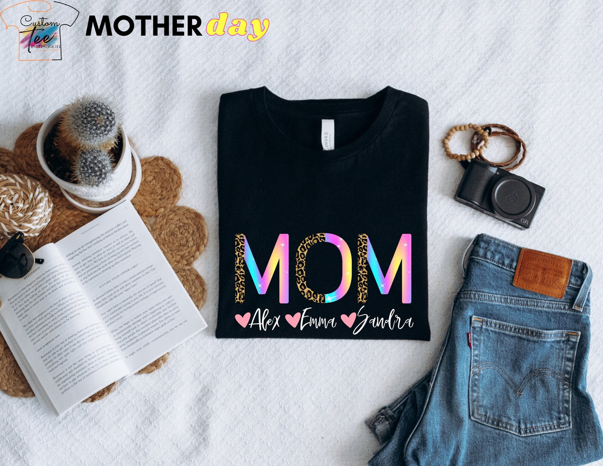 Gift For New Mom Custom Mama Shirt with Kid Name Personalized Mom Shirts Mother and Child Matching Shirt Mommy and Me Custom Tees Tees Graphic Tee – Everyday Comfort · High-Quality Print
