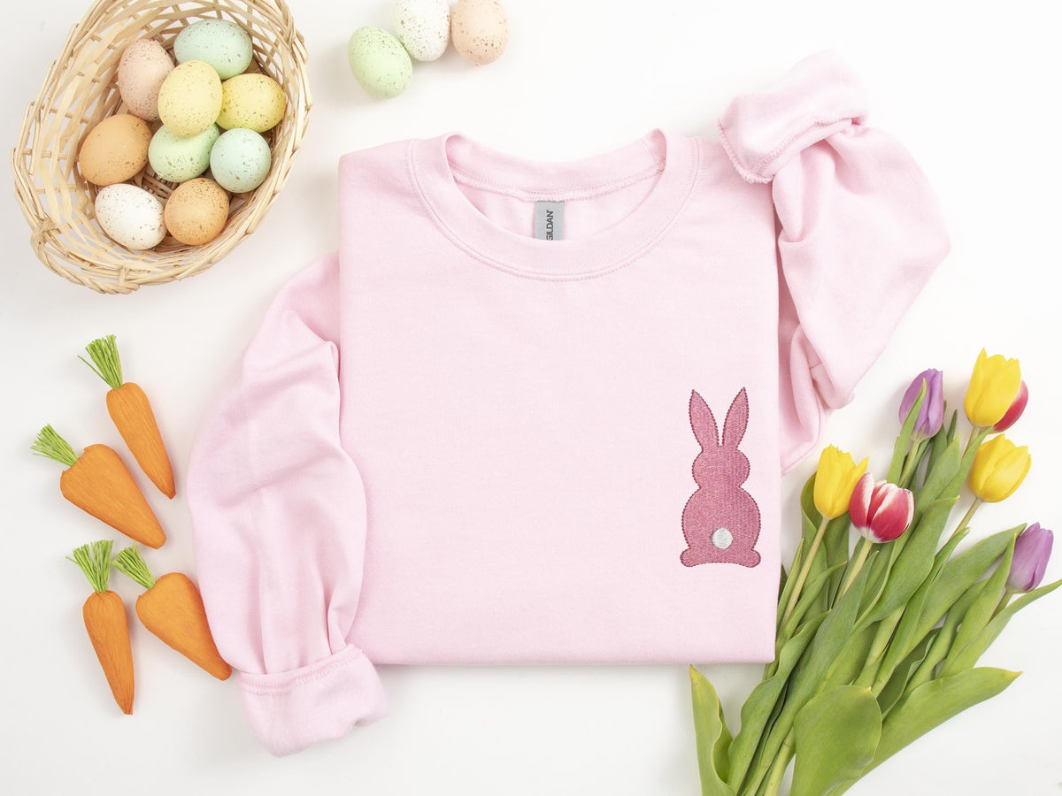 Bunny Girl Embroidered ShirtBunny SweatEmbroidery SweatshirtEaster SweatEaster GiftHappy Easter Embroidery Sweatshirt Sweatshirt – Cozy Vibes · High-Quality Print