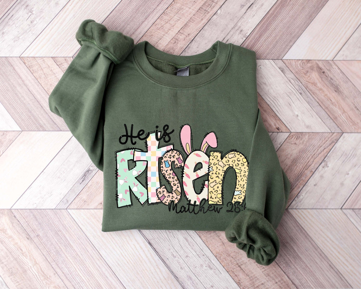 He is Risen Sweatshirt Christian Easter Sweatshirt Womens Easter Sweatshirt Bible Verse Sweatshirt Religious Sweatshirt Easter Gift Sweatshirt – Cozy Vibes · Must-Have Style