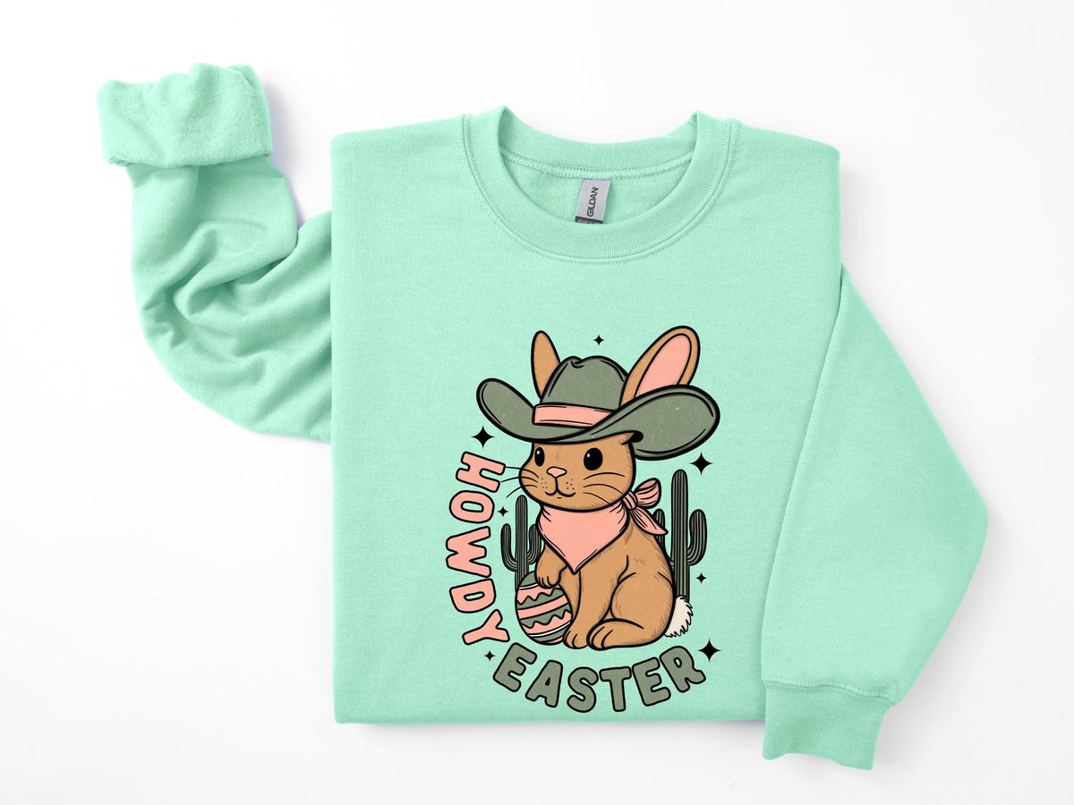 Howdy Easter ShirtCute Easter SweatshirtEaster Bunny TShirtGift For EasterHappy Easter Day ShirtWestern Easter OutfitBunny Tee Sweatshirt – Easygoing Wear · Top Pick For Any Outfit
