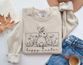 Happy Easter Bunny Sweatshirt Bunnies Sweatshirt Flowers Print Bunnies Bunny Sweatshirt Happy Easter Sweater Easter Gift Sweatshirt – Everyday Comfort · Perfect For Daily Wear