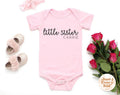 Personalized Little Sister Baby Bodysuit Retro Sibling Name Bodysuit Custom Lil Sister Baby Shirt Baby Announcement Shirt Lil Sis Graphic Tee – Soft Feel · Perfect For Daily Wear
