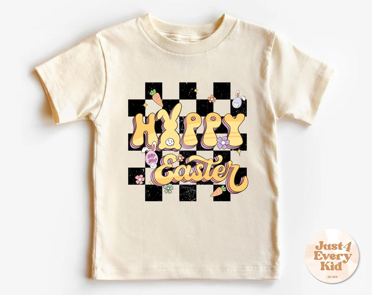 Happy Easter Kids Shirt Retro Easter Toddler Shirt Natural Easter Kids Shirt Funny Easter Kids Tee Hipster Natural Baby Bodysuit Graphic Tee – Warm & Stylish · Great Gift For Fans