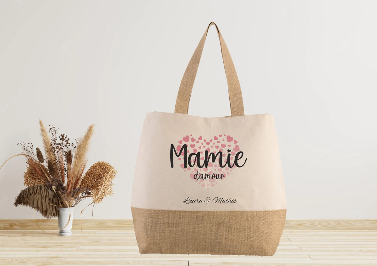 Grand sac en coton naturel personnaliser Mamie anniversaire mamie Cadeau mamie fte des grands mres Graphic Tee – Everyday Comfort · High-Quality Print