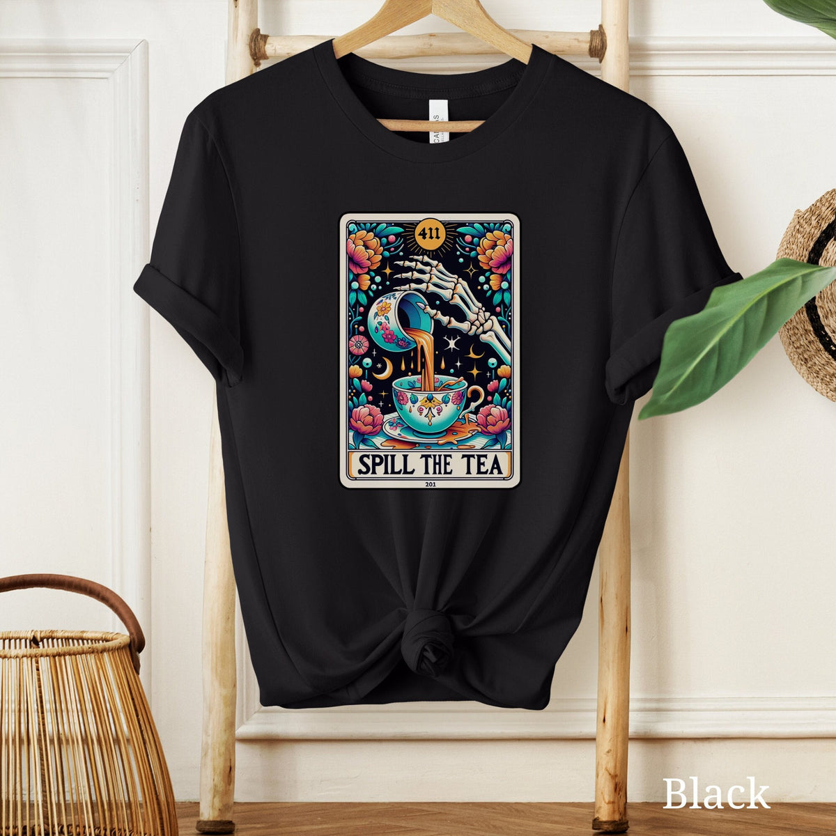 Spill The Tea Shirt Tarot Card Shirt Funny Tarot Card Gift Sarcastic Shirt Skeleton Shirt Trendy Gossip Shirt Spilling The Tea Shirt Graphic Tee – Soft Feel · High-Quality Print