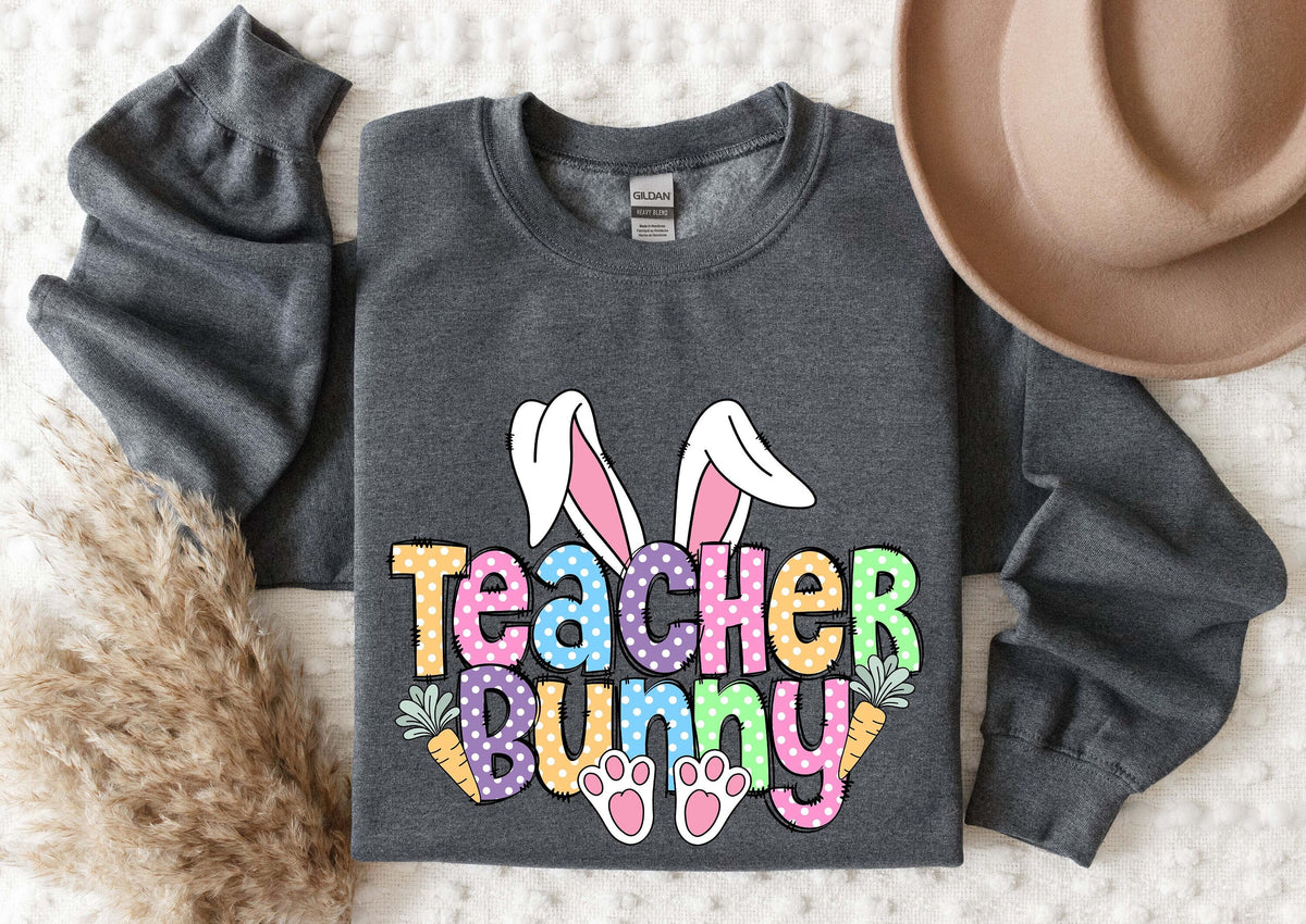 Teacher Bunny Sweatshirt Teacher Bunny Easter Sweatshirt Easter Teacher Gift Easter Teacher Hoodie Teacher Sweatshirt or Hoodie Hoodie – Cozy Vibes · Great Gift For Fans