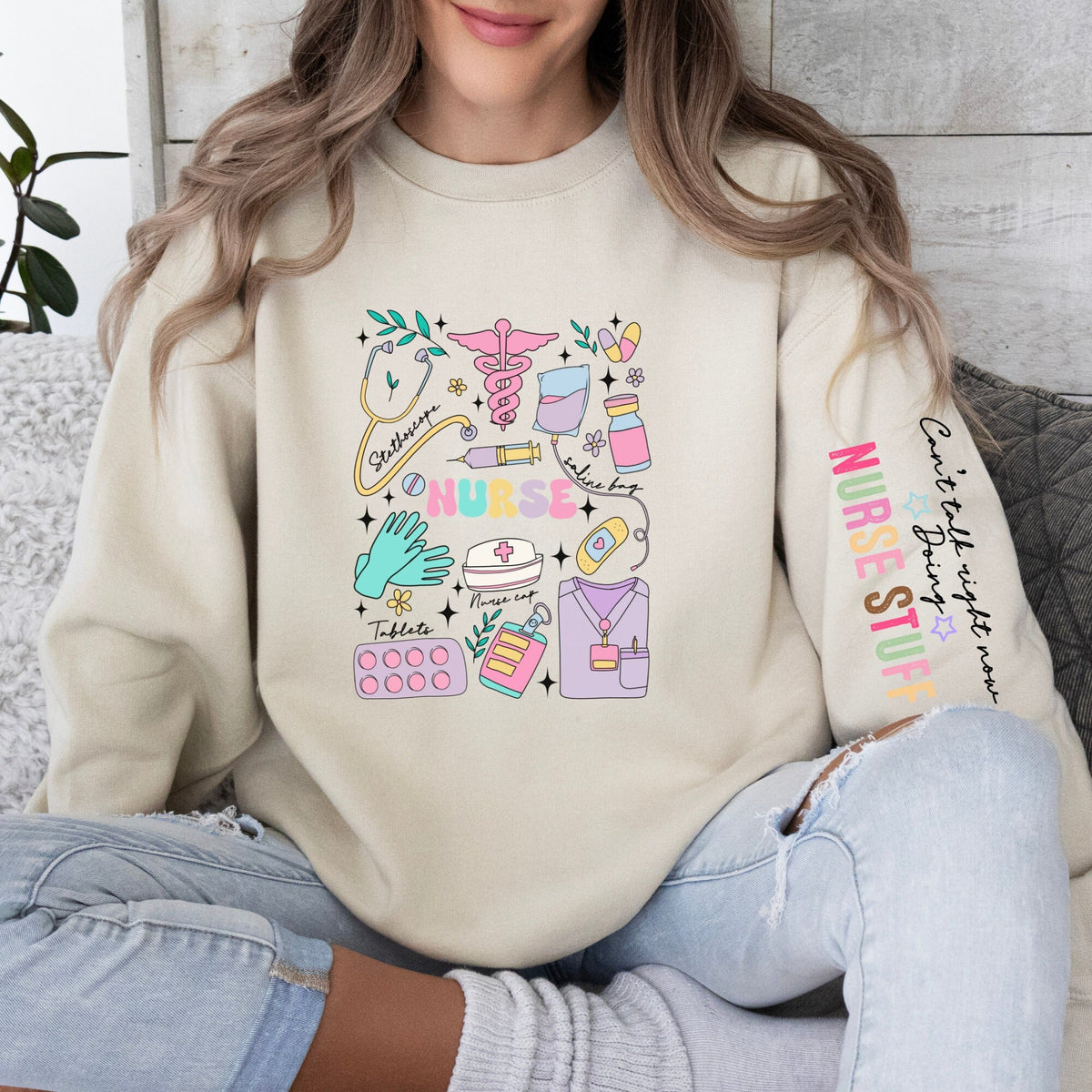 Nurse DTF Print Cant Talk Right Now Doing Nurse Stuff Direct to Film Print Ready to Press Funny Nurse Quote Nurse Doodles Heat Transfer DTF Graphic Tee – Warm & Stylish · Perfect For Daily Wear