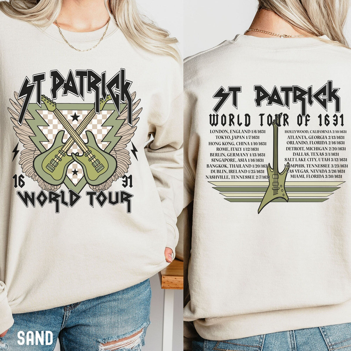 St Patrick World Tour Sweater St Patricks Day Shirt Guitar St Pattys Day Sweater Irish Sweatshirt St Patricks Shirt Rock Music Sweater Sweatshirt – Everyday Comfort · Perfect For Daily Wear