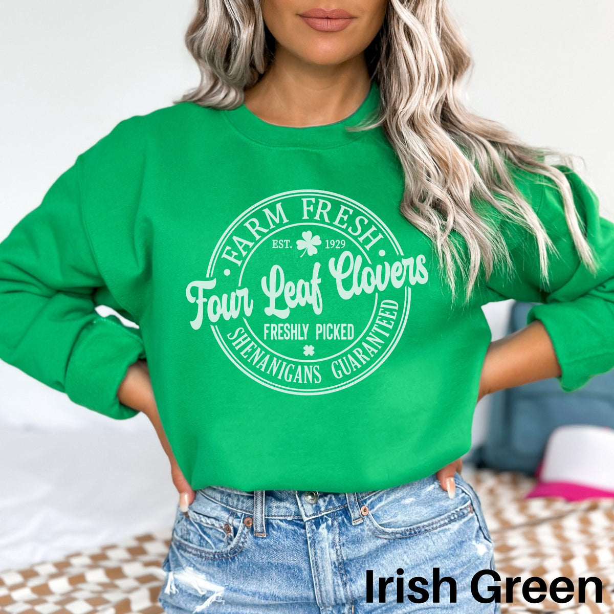 Four Leaf Clovers Sweatshirt Lucky Sweater Shamrock Sweatshirt St Patricks Day Sweatshirt Irish Sweater St Pattys Day Sweater Sweatshirt – Easygoing Wear · Trending Graphic Apparel