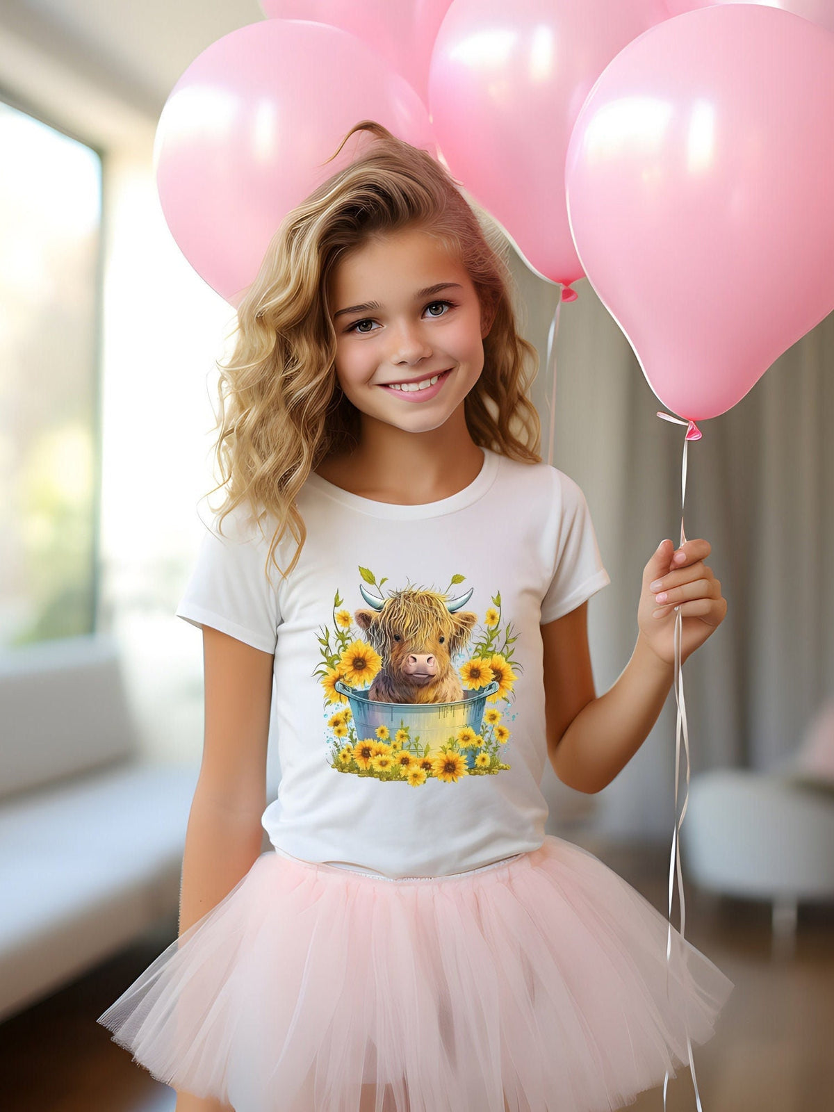 Highland Cow T Shirt For Kids Cow Sunflower Tshirt for Nature and Animal Lovers Floral Cow Shirt Sunflower Cow Print Highland Calf Tee youth Graphic Tee – Fan Favorite · High-Quality Print