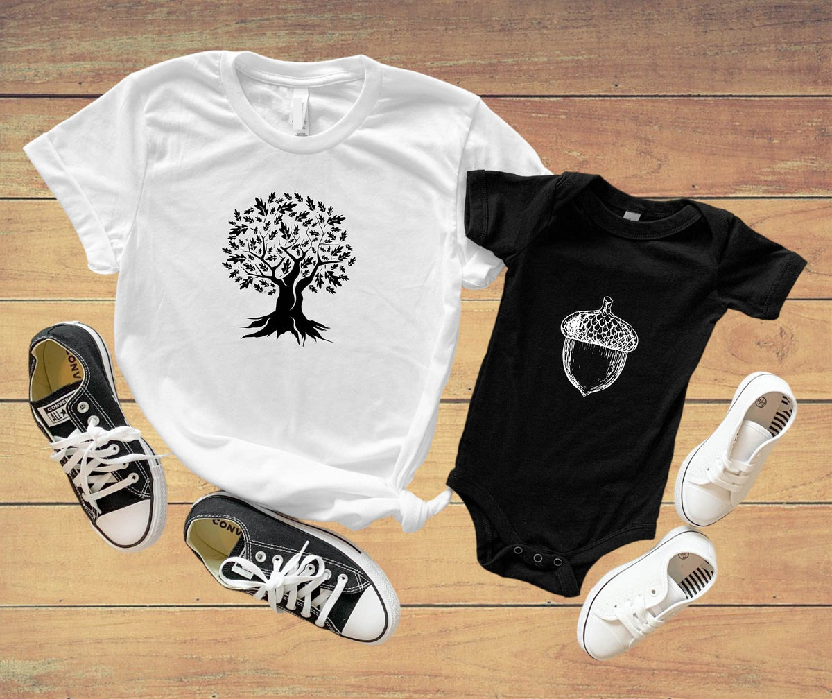 Acorn Oak Tree Matching Dad And Baby T Shirt Father And Son Matching Sweatshirt Family Matching Oak Tree Shirt Dad And Baby Nature Tee Sweatshirt – Easygoing Wear · Perfect For Daily Wear