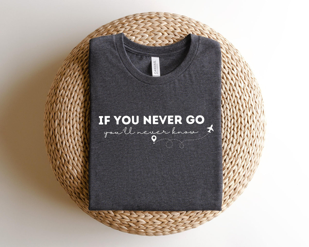 If You Never Go Youll Never Know ShirtWomen39s Travel Shirt Vacation ShirtsTraveler GiftWomens Travel ShirtFamily Matching Vacation Tee Graphic Tee – Cozy Vibes · Must-Have Style