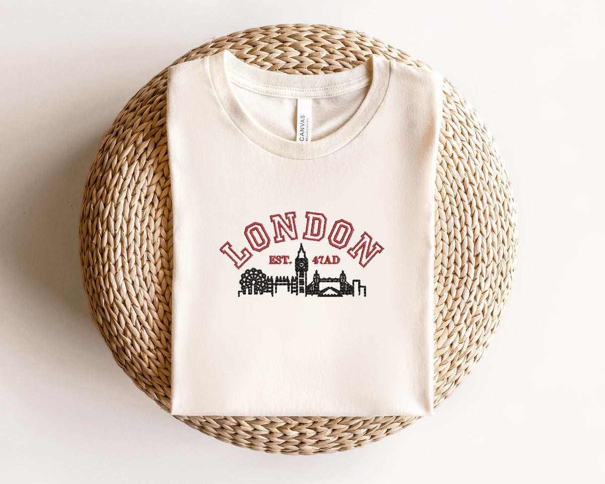 Embroidered London ShirtLondon Embroidery ShirtLondon Embroidery ShirtVacation in London ShirtGift for Travel Lover Graphic Tee – Fan Favorite · Must-Have Style