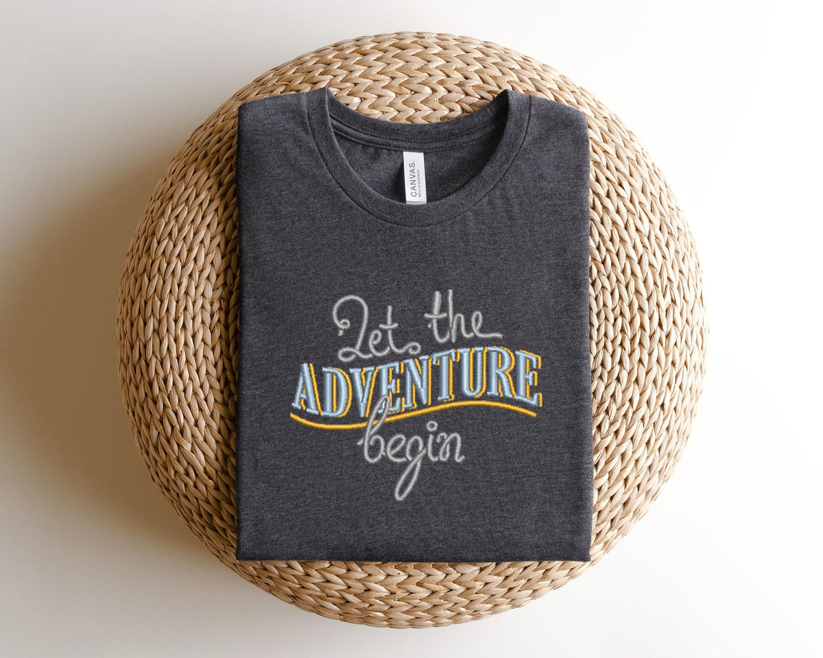 Let the Adventure Begin ShirtGift for Travel LoverCamping Embroidery Vacation ShirtFamily Travel Embroidery TeeCamping Shirt Graphic Tee – Soft Feel · Great Gift For Fans