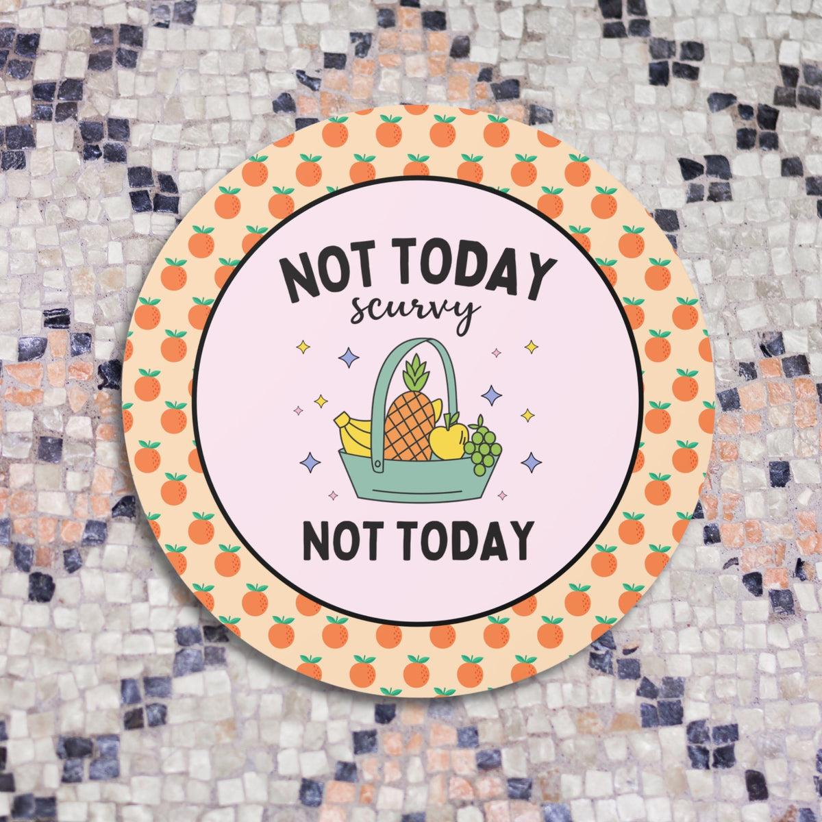Funny Fruit Lover Sticker for Vegetarian or History Teacher Not Today Scurvy Sticker for History Professor Social Studies Teacher Gift Graphic Tee – Bold Style · Must-Have Style