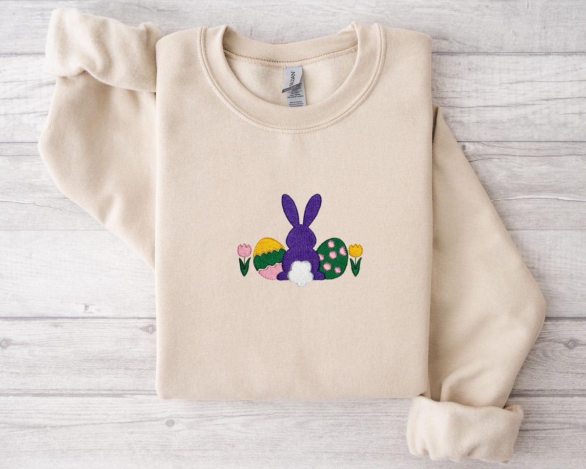 Bunny Egg Embroidered SweatshirtBunny SweatEmbroidery SweatshirtEaster SweatEaster GiftHappy Easter Embroidery Sweatshirt Sweatshirt – Bold Style · Trending Graphic Apparel