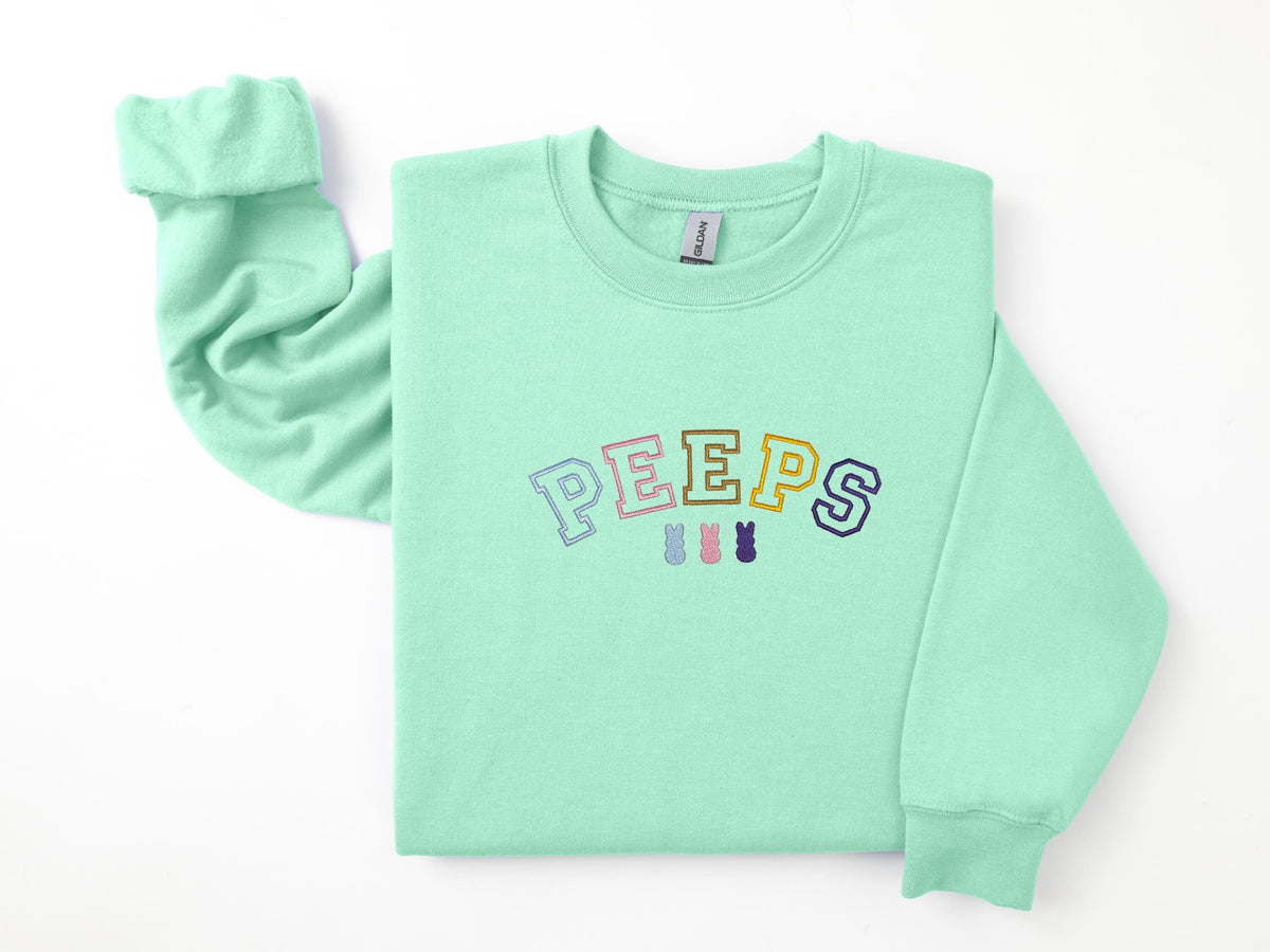 Bunny Peeps Embroidered SweatshirtBunny SweatEmbroidery SweatshirtEaster SweatEaster GiftHappy Easter Embroidery Sweatshirt Sweatshirt – Feel-Good Design · Trending Graphic Apparel