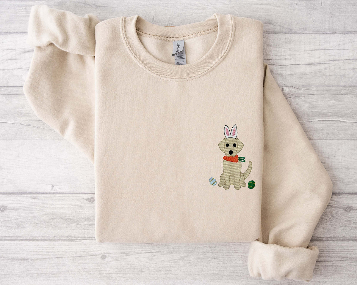 Bunny Dog Embroidered ShirtBunny SweatEmbroidery SweatshirtEaster SweatEaster GiftHappy Easter Embroidery Sweatshirt Sweatshirt – Cozy Vibes · Top Pick For Any Outfit