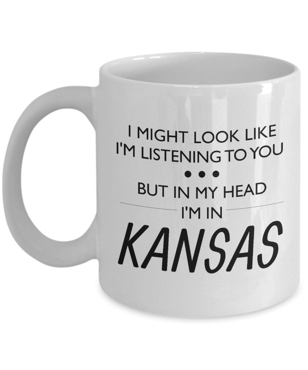 Kansas Coffee Mug Funny Kansas Gift Kansas Lover Present For Fan Of Kansas I Might Look Like I39m Listening To You Graphic Tee – Everyday Comfort · Trending Graphic Apparel