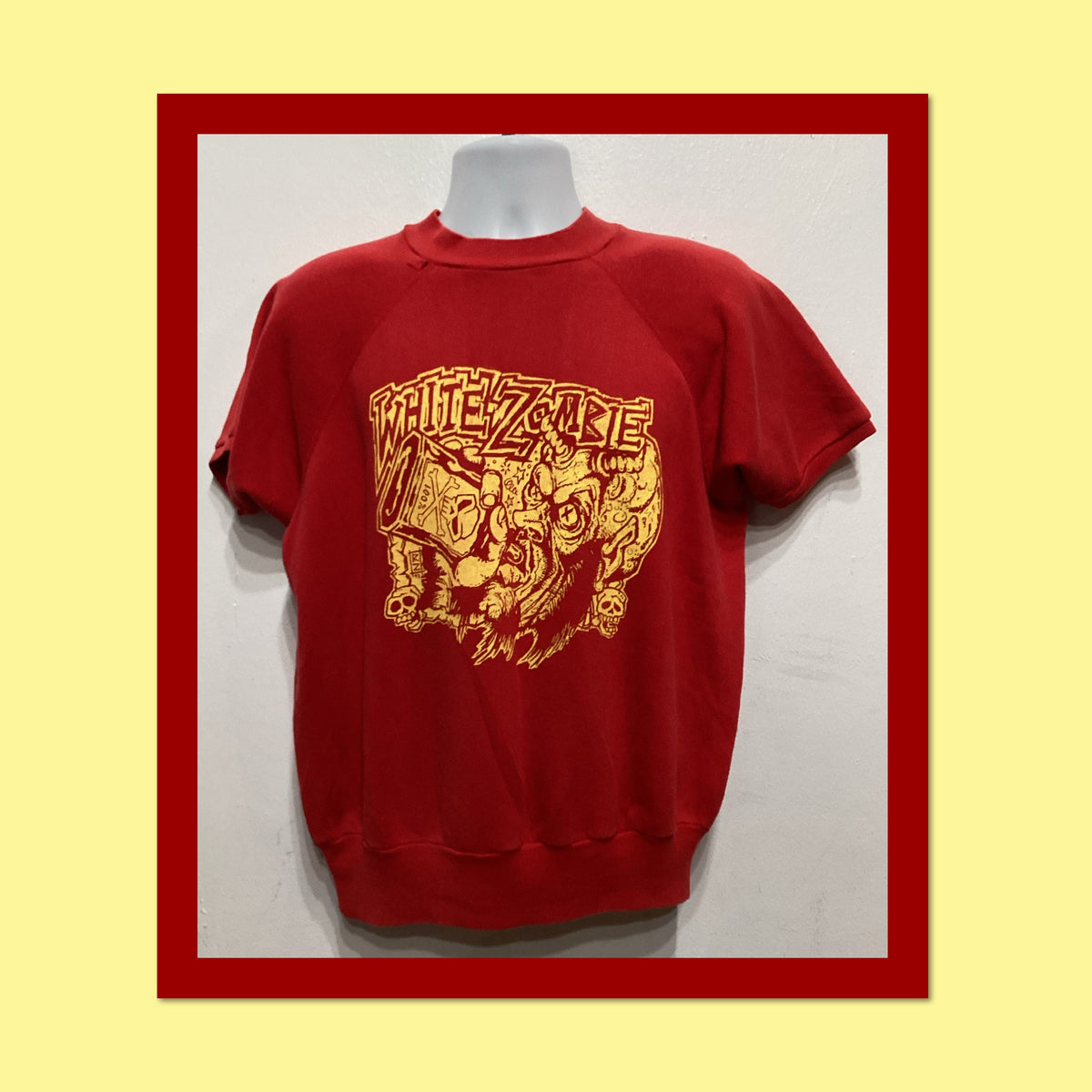 Printed vintage red short sleeve sweatshirt quotWhitezombiequot Sweatshirt – Cozy Vibes · Must-Have Style