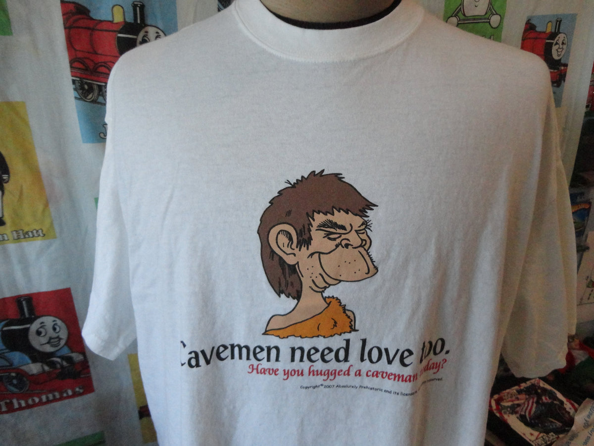Vintage 200039s Cavemen need love too funny caveman T Shirt 2XL Graphic Tee – Bold Style · Perfect For Daily Wear