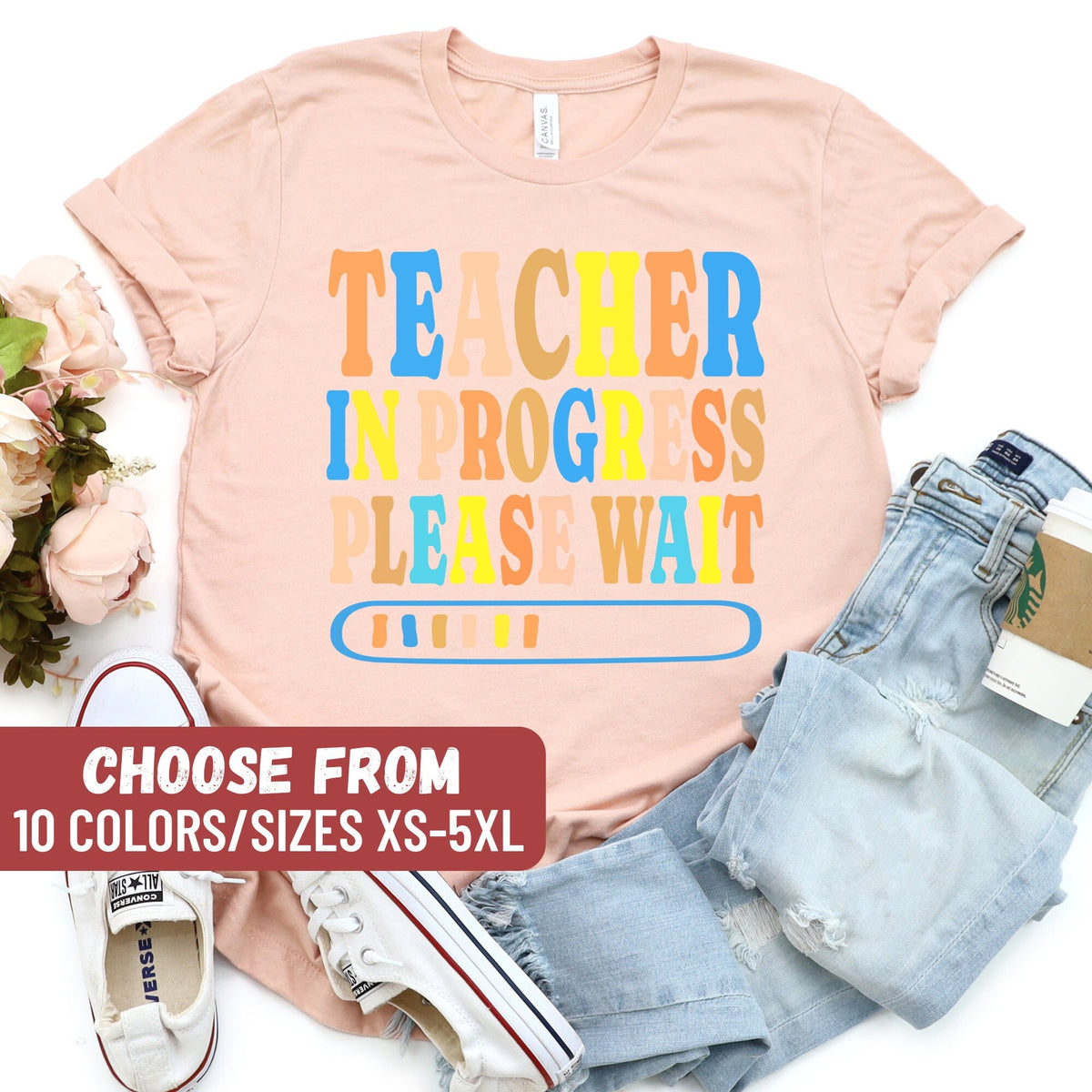 Teacher Gifts Student Teacher Tshirt Teacher Shirt Back To School Tee Teacher Appreciation Teacher In Progress Please Wait TShirt Graphic Tee – Cozy Vibes · High-Quality Print