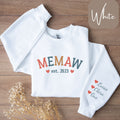 Personalized Memaw Sweatshirt or T Shirt Memaw Shirt with Sleeve Writing Memaw Established Shirt Memaw Est Memaw Shirt with Kids Names Sweatshirt – Easygoing Wear · Top Pick For Any Outfit