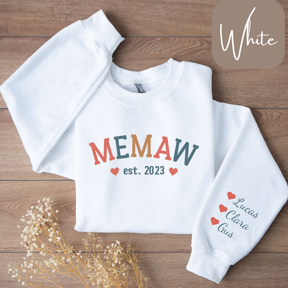 Personalized Memaw Sweatshirt or T Shirt Memaw Shirt with Sleeve Writing Memaw Established Shirt Memaw Est Memaw Shirt with Kids Names Sweatshirt – Easygoing Wear · Top Pick For Any Outfit