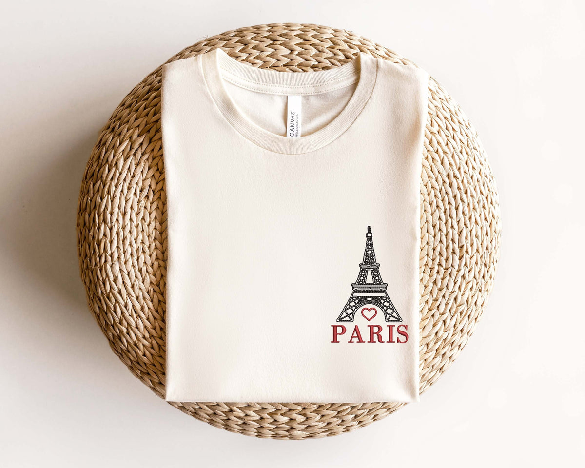 Embroidered France Paris ShirtEiffel Tower Embroidery ShirtParis Embroidery ShirtVacation in Paris ShirtGift for Travel Lover Graphic Tee – Feel-Good Design · Perfect For Daily Wear