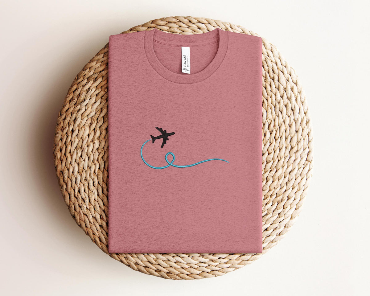 Trip Journey Flight Travel Embroidery ShirtGift for Travel LoverAirplane Embroidery Vacation ShirtFamily Travel Embroidery Shirt Graphic Tee – Premium Graphic · Great Gift For Fans