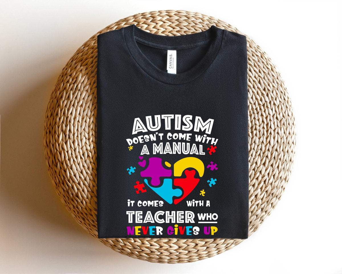 Autism Comes With A Teacher Who Never Gives UpAutism Awareness ShirtPuzzle Piece ShirtAutism Teacher ShirtAccept Understand Love Shirt Graphic Tee – Aesthetic Look · Top Pick For Any Outfit