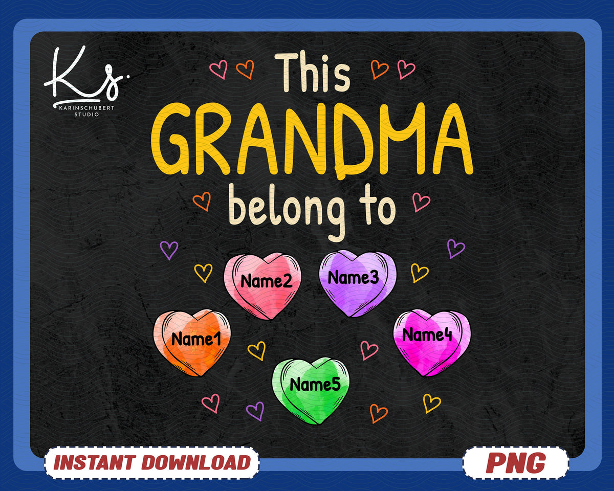 Personalized This Grandma Belongs To Png Grandma39s Sweet Hearts Png Colorful Custom Heart Grandkid Name Png Mother Mimi Mother39s Day Png Graphic Tee – Warm & Stylish · Top Pick For Any Outfit