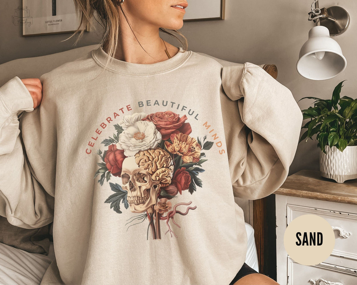 Neuro Diversity SweatshirtCelebrate Minds of All KindsAutism Shirt Floral Boho SkullNeurodivergent Neurotypical Gift Neurospicy AUDHD Sweatshirt – Cozy Vibes · Top Pick For Any Outfit