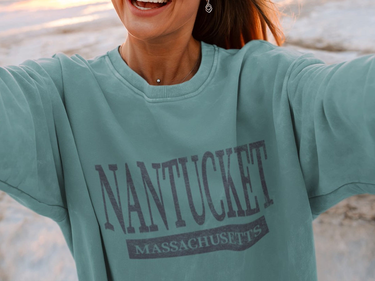 Nantucket Massachusetts Crewneck Beach Sweatshirt Gift Sweatshirt – Everyday Comfort · High-Quality Print