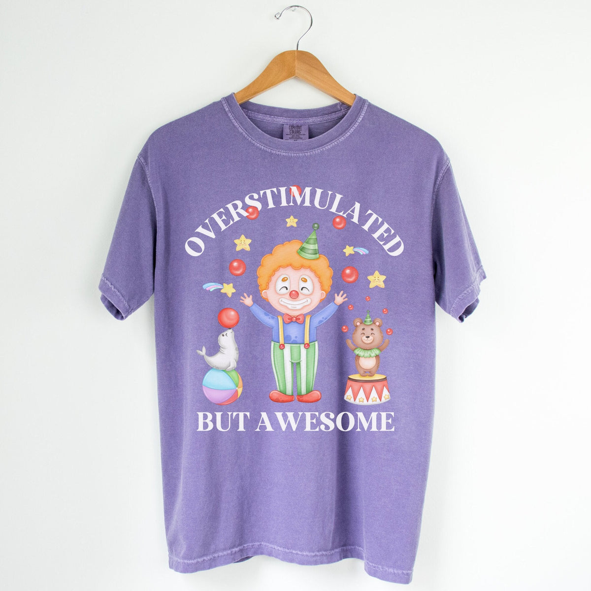Silly Overstimulated Shirt for Friend with Anxiety or ADHD Cozy Cottagecore Clown Tee Shirt Cute Seal with a Balloon 90s Aesthetic Bear Graphic Tee – Everyday Comfort · Trending Graphic Apparel