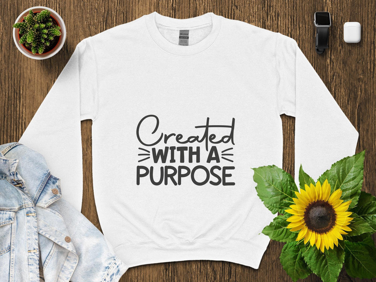 Inspirational Quote T Shirt Created with a Purpose Positive Message Tee Unisex Motivational Shirt Graphic Tee – Warm & Stylish · High-Quality Print