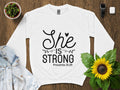 Inspirational She is Strong T Shirt Proverbs 3125 Scripture Tee Christian Faith Shirt Empowering Women39s Top Bible Verse Gift Graphic Tee – Aesthetic Look · Must-Have Style