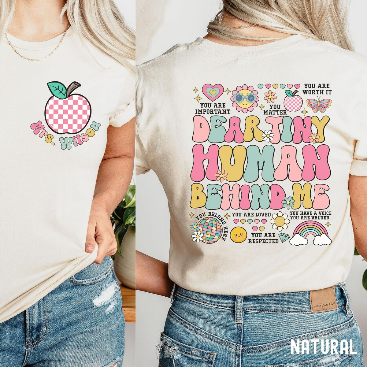 Personalized Teacher Shirt Dear Tiny Humans Behind Me Shirt Teacher Custom Name Shirt Teacher Appreciation Gift Back To School Shirt Graphic Tee – Feel-Good Design · Perfect For Daily Wear