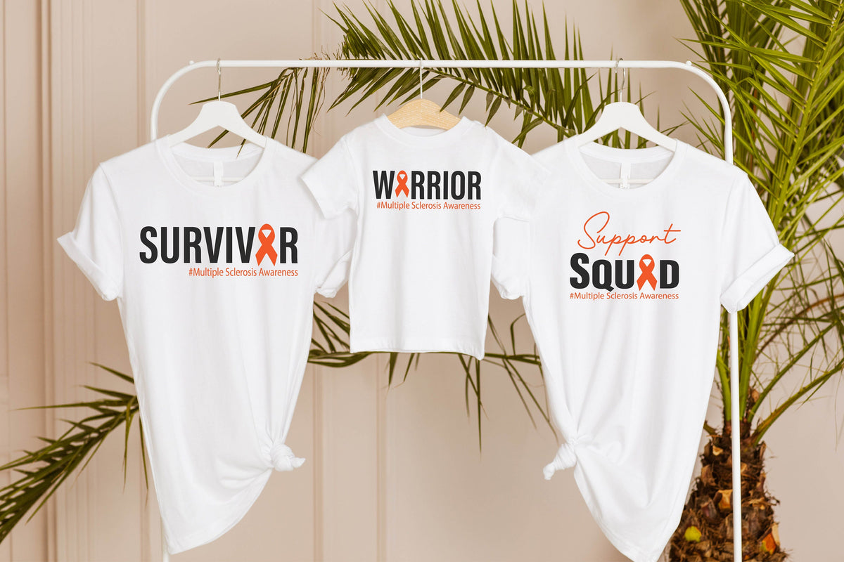 MS Awareness Team Squad T Shirt Multiple Sclerosis Awareness Sweatshirt MS Orange Ribbon Shirt MS Family Group Matching Tees Sweatshirt – Feel-Good Design · High-Quality Print