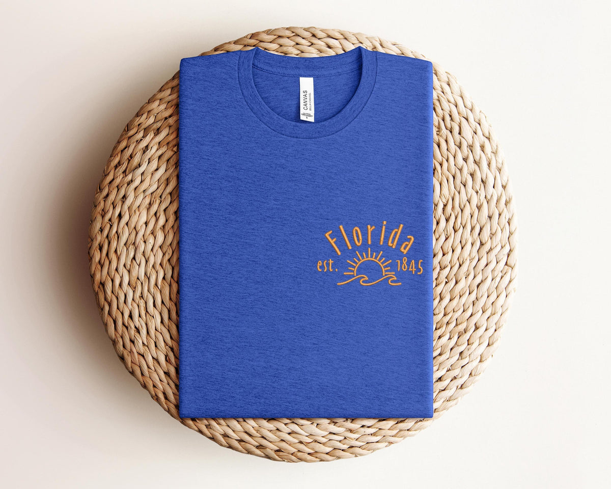 Florida Embroidery ShirtGift for Travel LoverFlorida Embroidery Vacation ShirtFamily Travel Embroidery TeeFlorida Shirt Graphic Tee – Bold Style · Top Pick For Any Outfit
