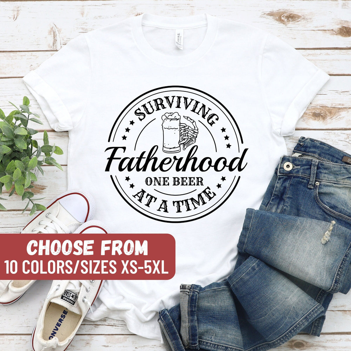 Funny Dad Shirt Dad Gift Husband Gift Fathers Day Shirt Birthday Dad Gift Gift For Him Surviving Fatherhood One Beer At A Time TShirt Graphic Tee – Feel-Good Design · Must-Have Style