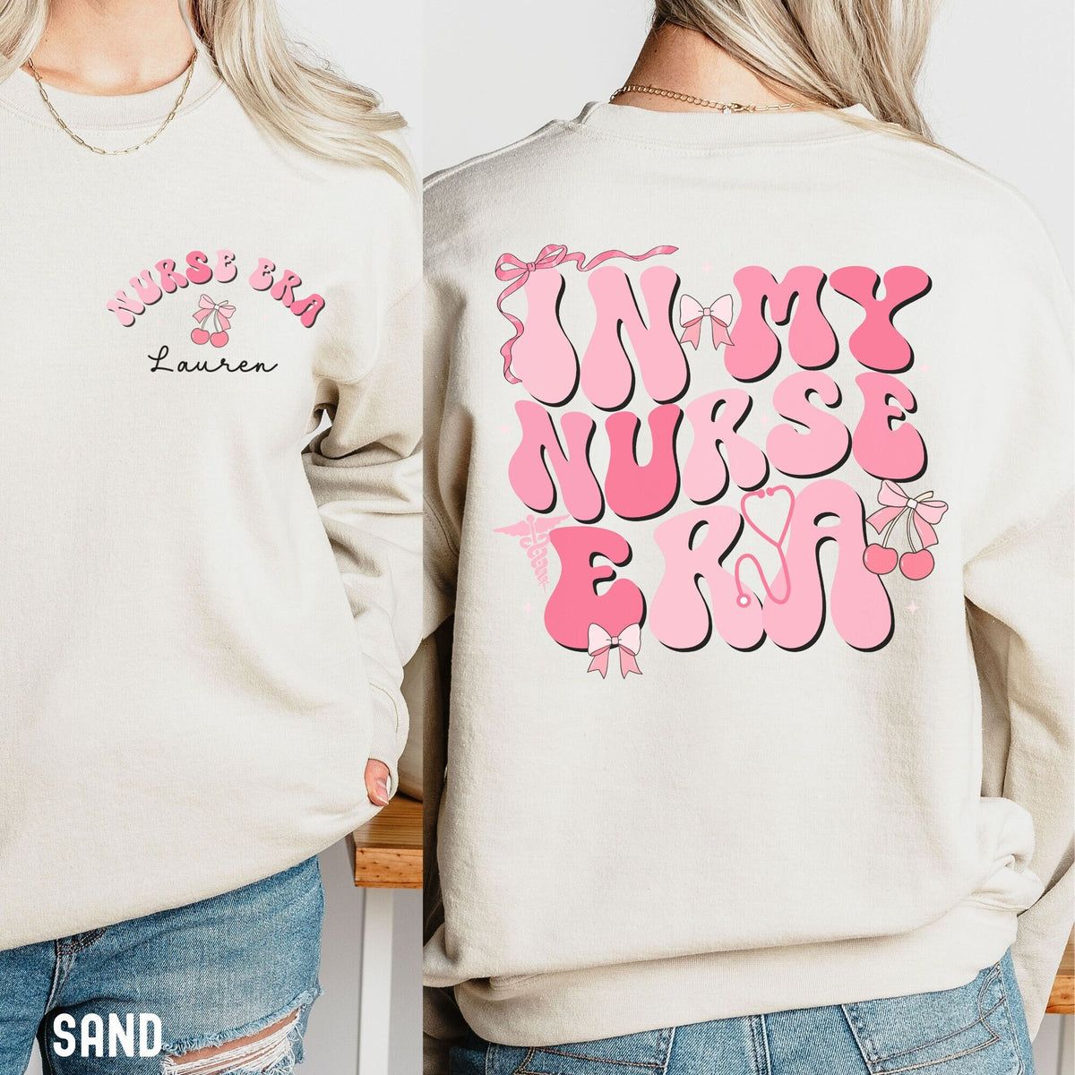 Custom Nurse Sweatshirt Coquette Nurse Sweater In My Nurse Era Shirt Personalized Nurse Era Shirt New Nurse Gift Nurse Graduation Gift Sweatshirt – Cozy Vibes · High-Quality Print