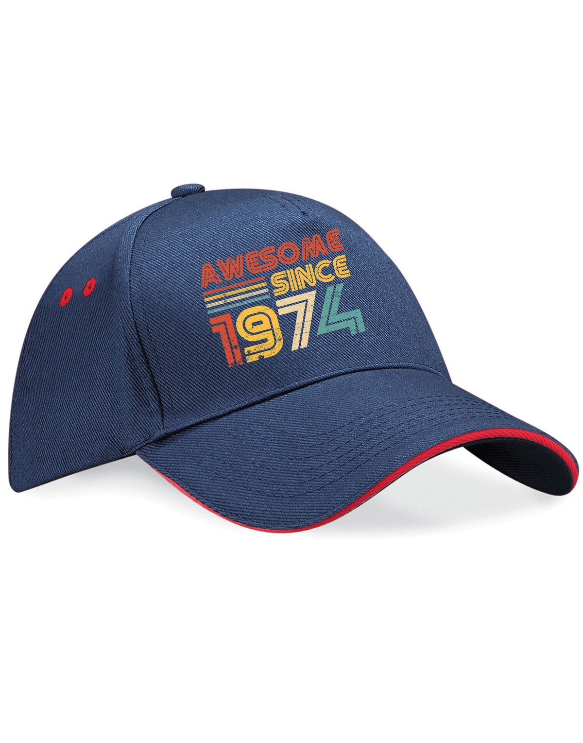 50th Birthday Hat 50 Years Old Born In 1974 Gifts 5 Panel Cotton Cap Sandwich Peak Awesome Since 1974 2 Graphic Tee – Bold Style · Perfect For Daily Wear