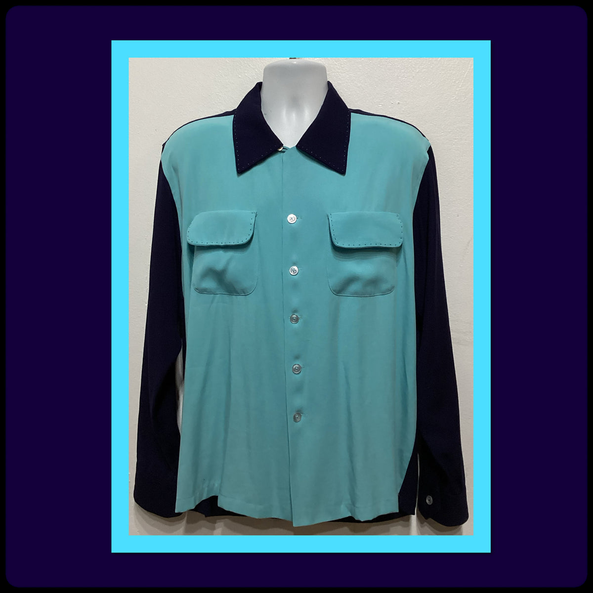 HR009 195039s vintage reproduction Hollywood Rogue two tone Gabardine Shirt with top stitching Graphic Tee – Premium Graphic · Great Gift For Fans