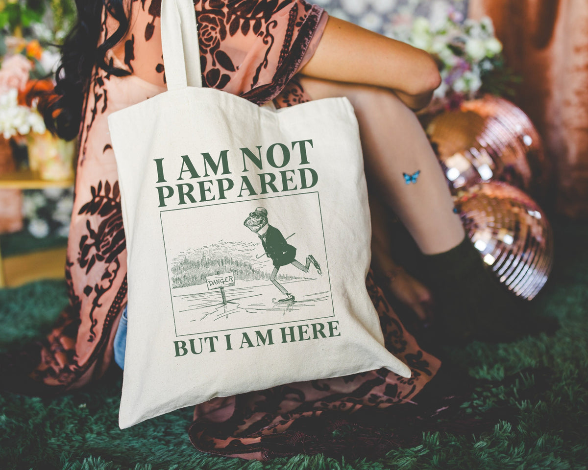 Funny Frog Tote Bag for Chaotic Friend Who Loves Frogs Silly Weirdcore Tote with Funny Saying Frog Ice Skating Sarcastic Humorous Gift Tote Bag – Premium Graphic · High-Quality Print