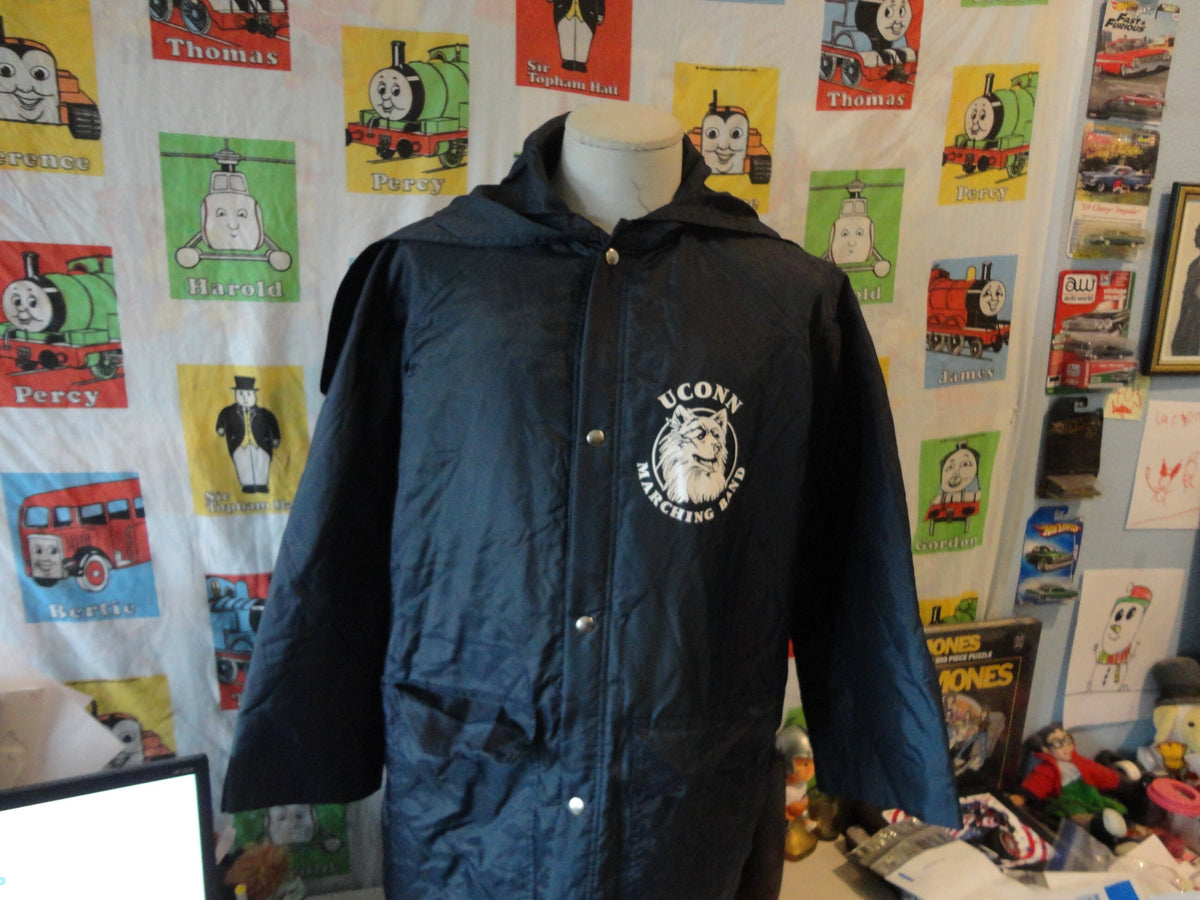 Vintage 9039s UCONN Huskies Marching Band Long Quilted Hoodie Jacket Fits Size L Hoodie – Soft Feel · High-Quality Print