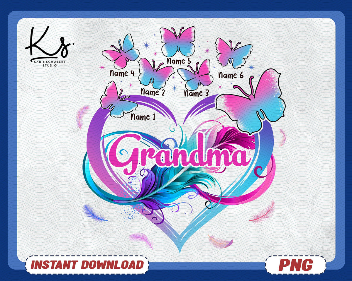 Personalized Grandma Infinity Butterflies Png Grandma Grandkids Butterflies Heart Infinity Love Png Mothers Day Gift For Nana Gigi Mom Graphic Tee – Feel-Good Design · Must-Have Style