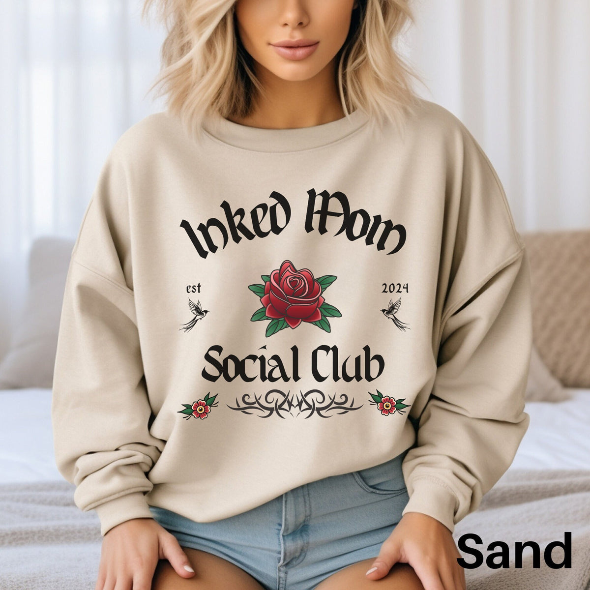Custom Inked Mama Sweatshirt Tattoo Shirt Personalized Tattoed Mom Sweater Tatted Mom Sweater Mom With Ink Tattoo Lover Gift Sweatshirt – Everyday Comfort · Must-Have Style