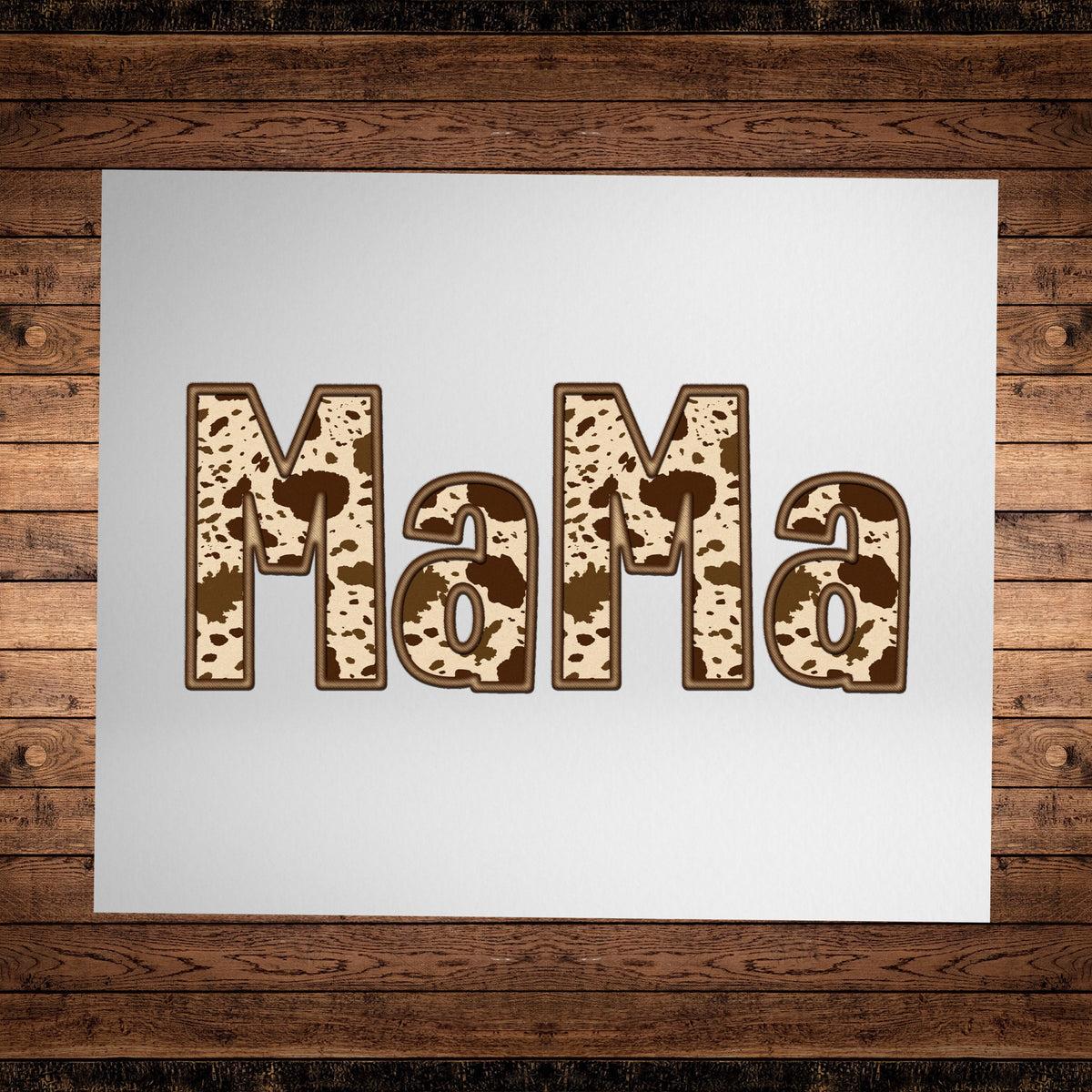 Mama Cow Print DTF Transfer Cowhide Mama Faux Embroidery Retro Western Highland Cow Western Southwest Style Direct to film Print Ready press Graphic Tee – Warm & Stylish · High-Quality Print