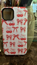 Coquette Phone Case Red Cherry Pink Bows Phone Case Coquette Aesthetic Pink Red Girly Phone Case Compatible with iPhone 15 14 13 Graphic Tee – Warm & Stylish · High-Quality Print